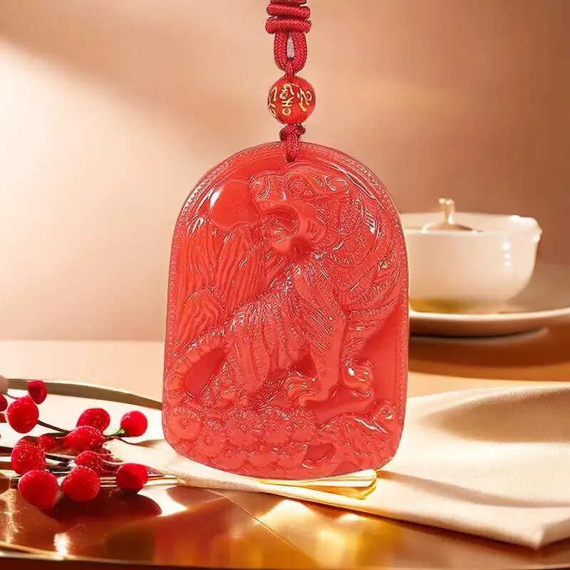 Wedding Yes - Red Jade Tiger Pendant Pendants Real