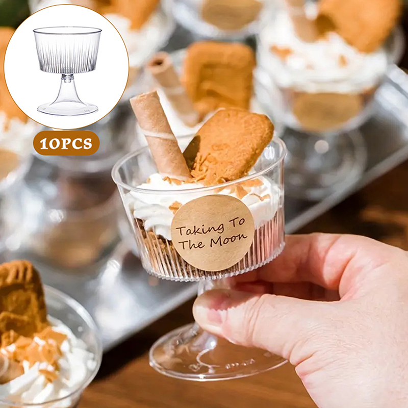 Champagne Tower Set - F】10PCS Disposable Plastic Dessert Cup Ice