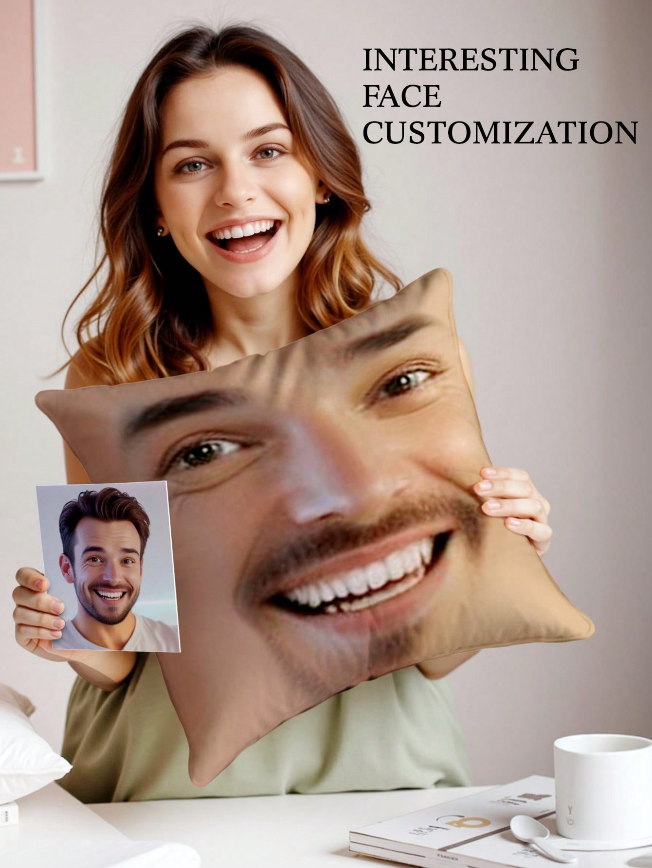 1pc Custom Face Square Pillow  - Wedding Party Supply recension och pris