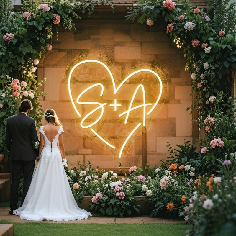 Custom Initials Heart LED Neon - Wedding Party Supply recension och pris