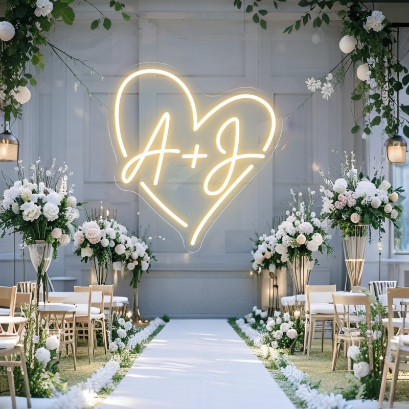 Custom Initials Heart LED Neon - Wedding Party Supply recension och pris