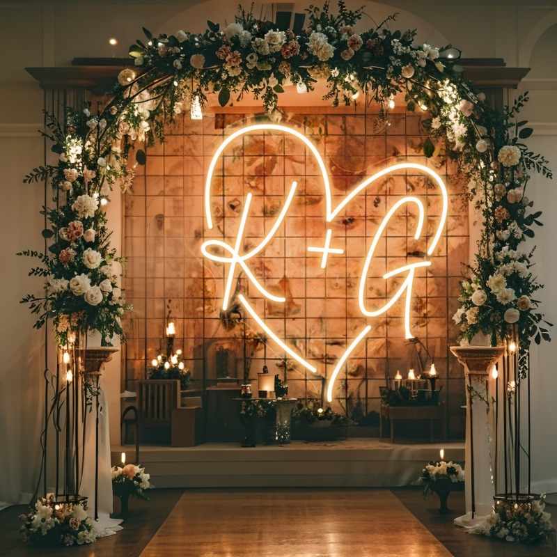 Custom Initials Heart LED Neon - Wedding Party Supply recension och pris