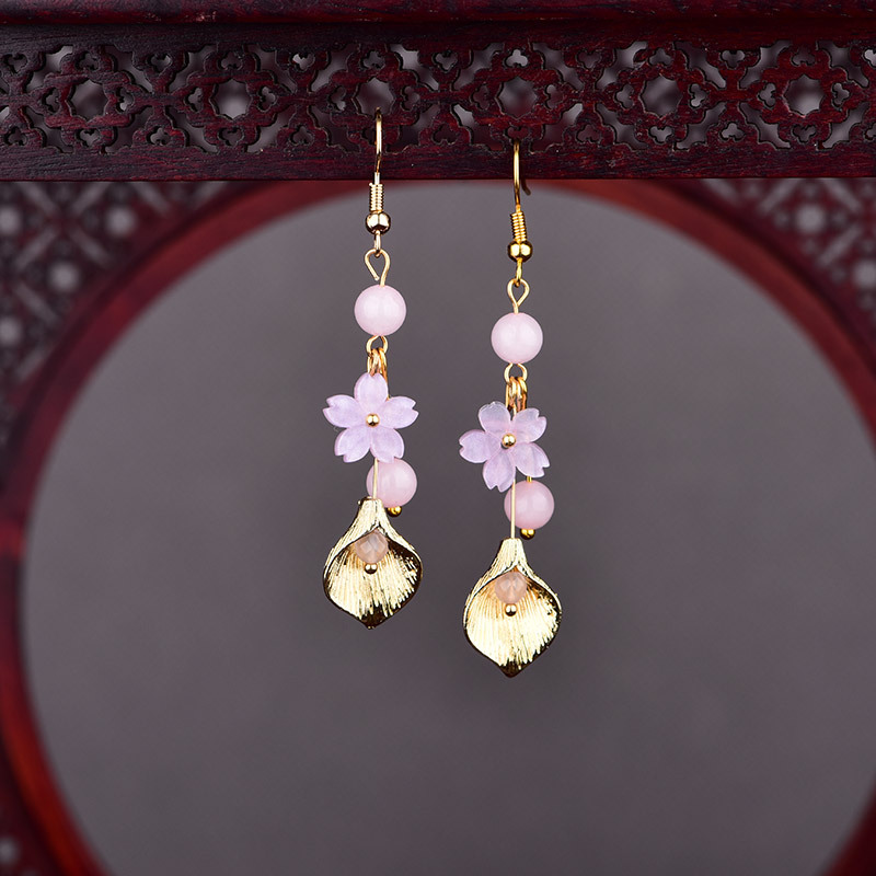 Pink Natural Jade Flower Earri - Wedding Yes recension och pris