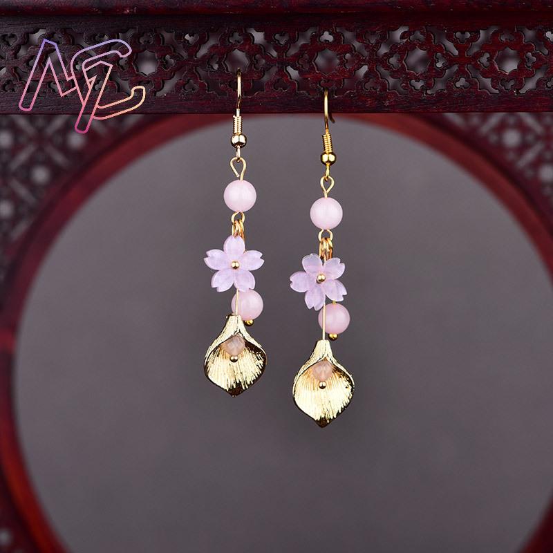 Pink Natural Jade Flower Earri - Wedding Yes recension och pris