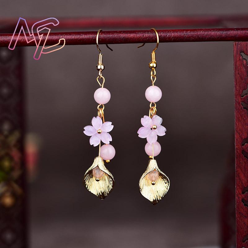 Pink Natural Jade Flower Earri - Wedding Yes recension och pris