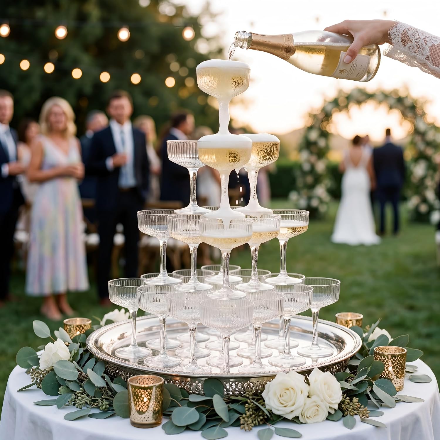 4-Tier 7oz Plastic Champagne F - Champagne Tower Set recension och pris