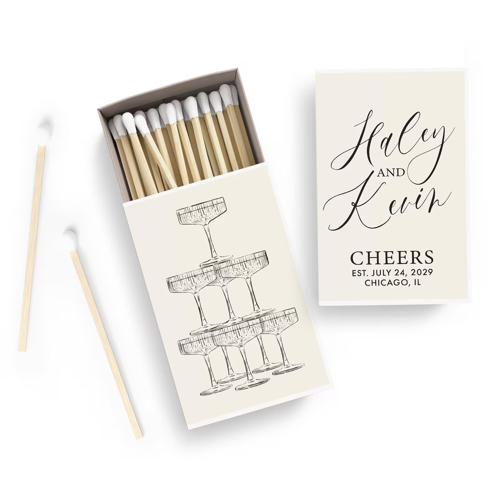 Personalized Matchboxes SET OF - Champagne Tower Set recension och pris