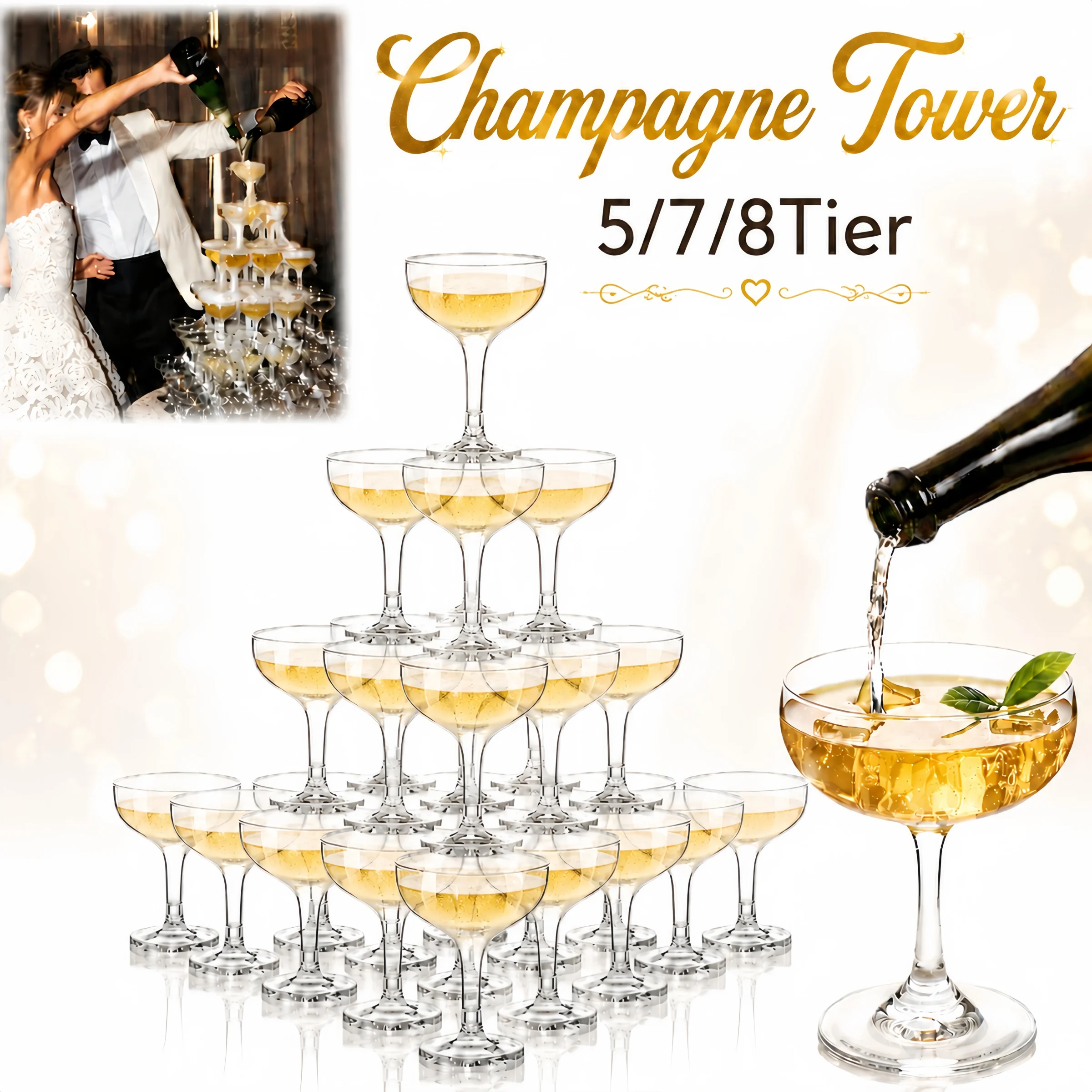 Clear Plastic Champagne Tower  - Champagne Tower Set recension och pris