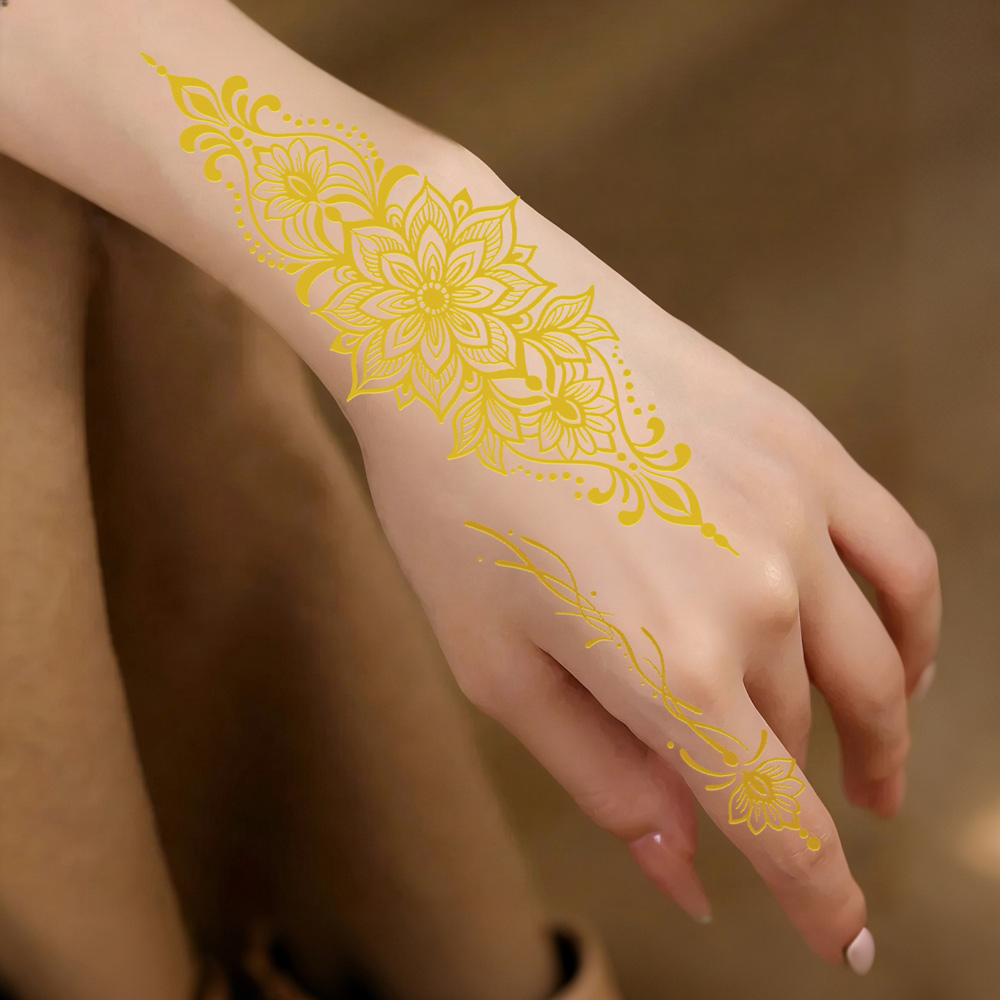 1pc Metallic Flower Tattoo Sti - Wedding Sutra recension och pris