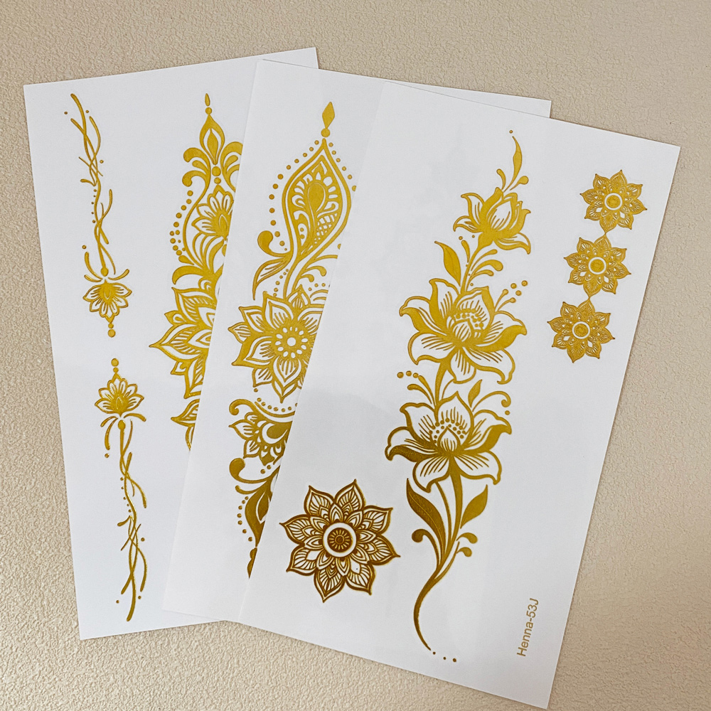 1pc Metallic Flower Tattoo Sti - Wedding Sutra recension och pris